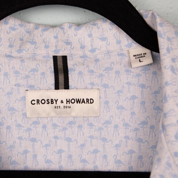 Crosby & Howard flamingo print button down shirt-L - Picture 3 of 4